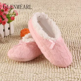 2017 New Warm Soft Sole Women Indoor Floor Slippers/Shoes White Black Wool Slippers Flannel Flat Home Slippers Color Plus Size30