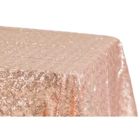 Diamond Glitz Sequin Rectangular Tablecloth 90"x132" - Blush/Rose Gold