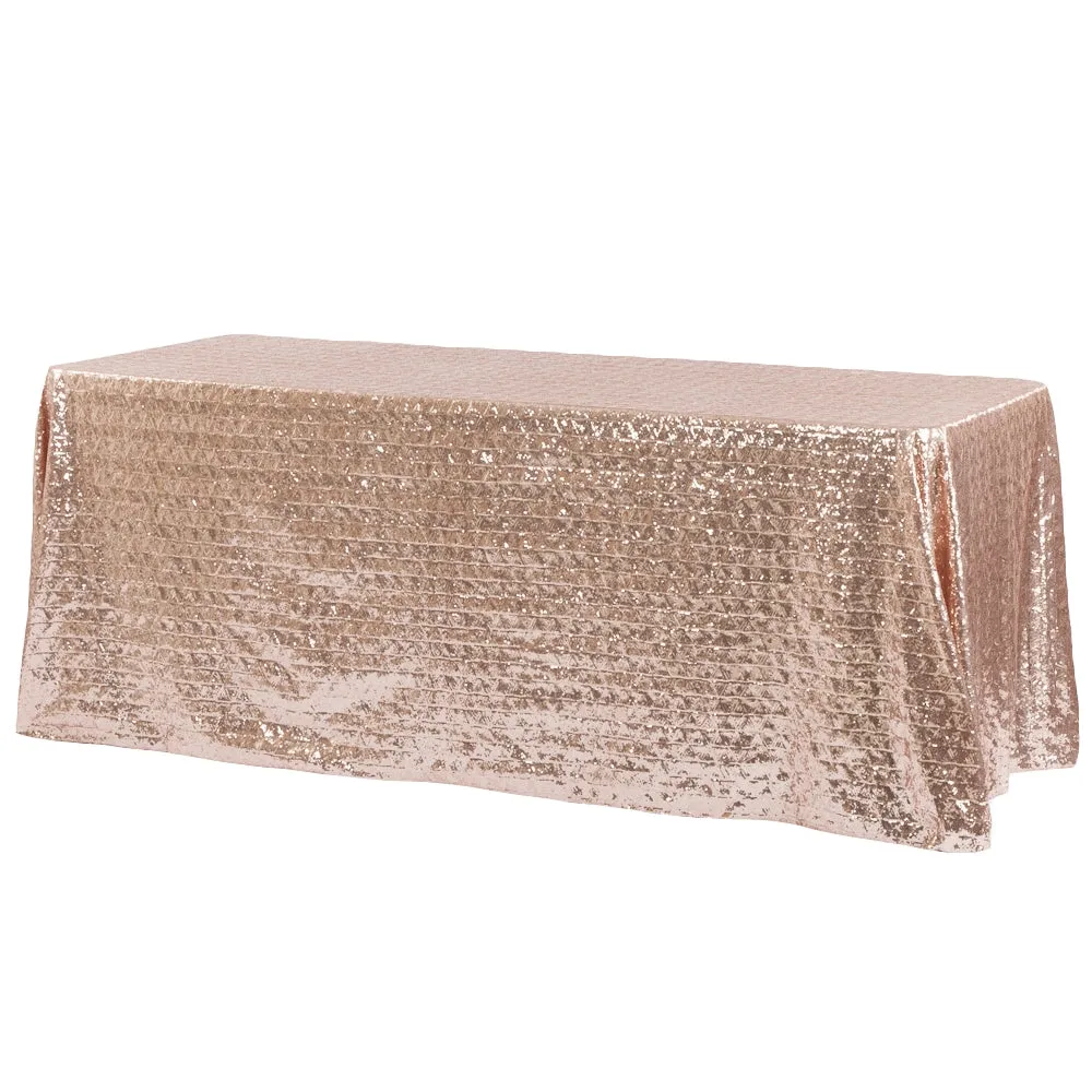 Diamond Glitz Sequin Rectangular Tablecloth 90"x132" - Blush/Rose Gold