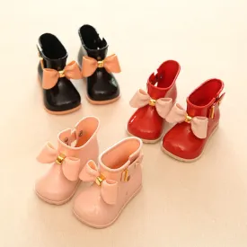 Fashion Children's Rain Boots Autumn Girls Princess Shoes Spring Bow Female Child Rain Boots Waterproof Baby Girls Short Boots