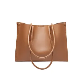 Large Capacity Leather Commuter Tote Bag