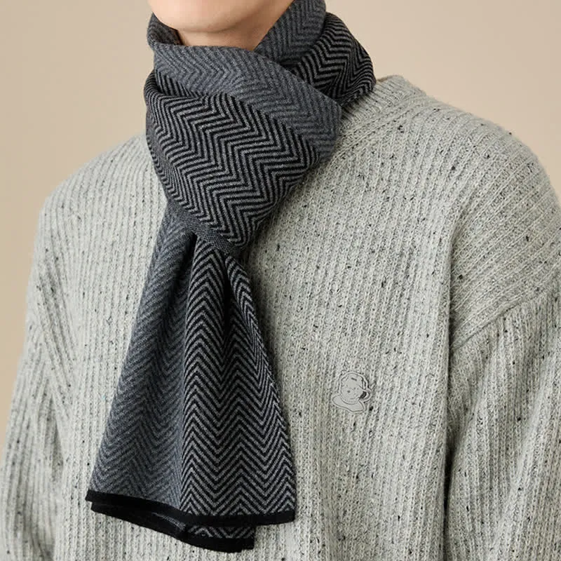 Men's Luxurious Herringbone Cozy Soft Wool Scarf