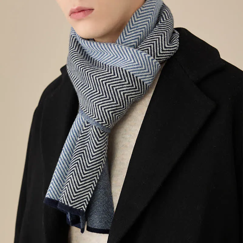 Men's Luxurious Herringbone Cozy Soft Wool Scarf