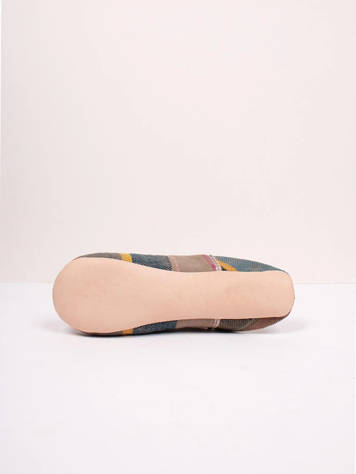 Moroccan Boujad Basic Babouche Slippers, Camel Stripe