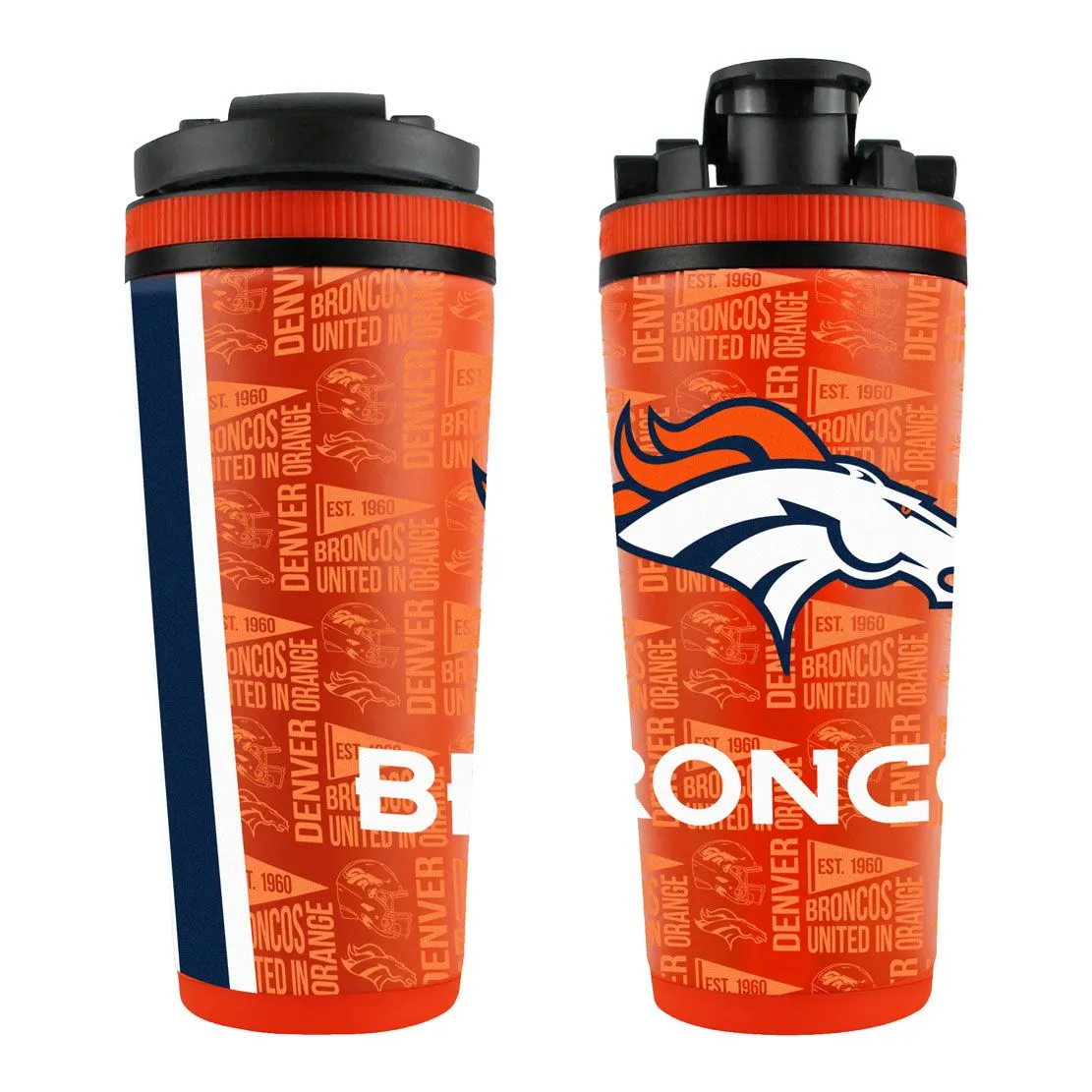 NFL Denver Broncos Ice Shaker 26oz 4D Elements Stainless Steel Ice Shaker