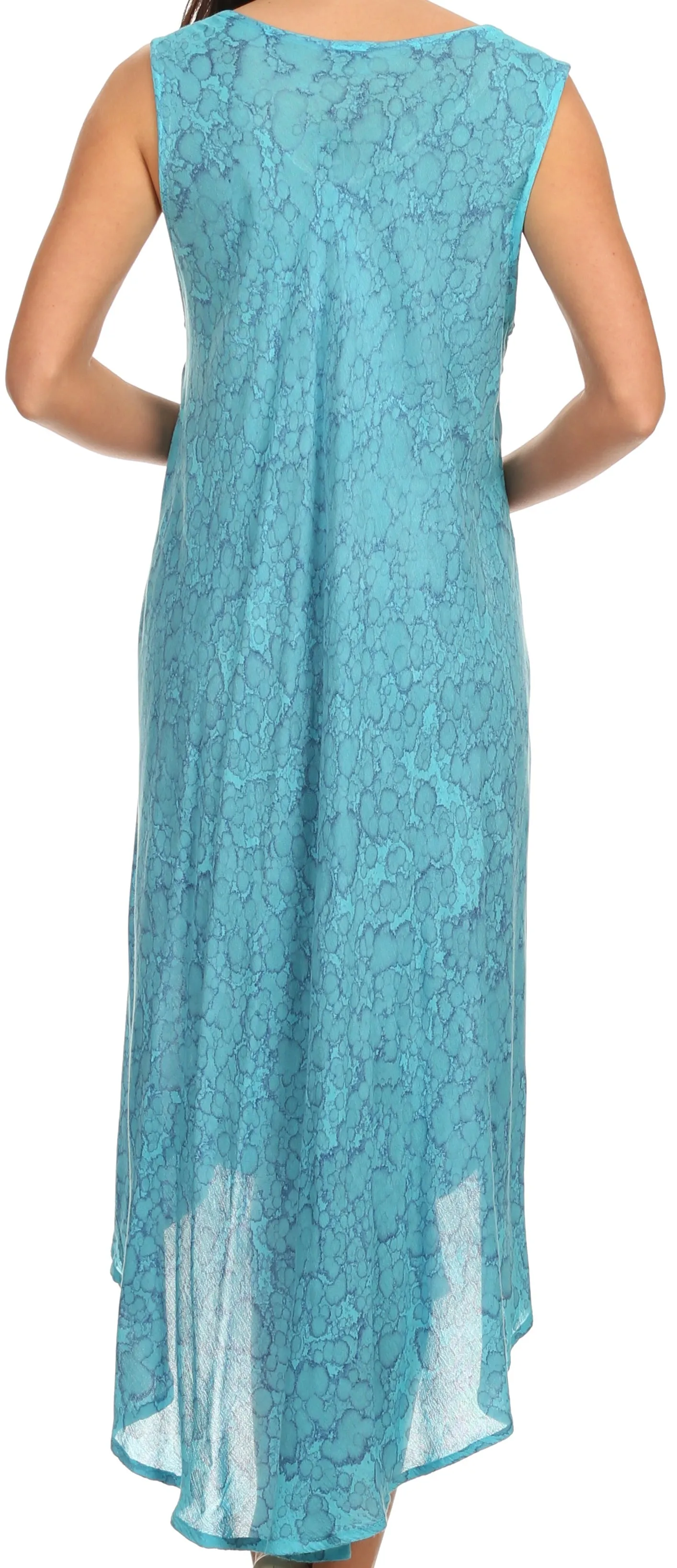 Sakkas Eva Sleeveless Freckled Dyed Scoopneck Long Caftan Dress / Cover Up