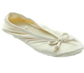 Satin Ballerina Slippers in Cream by Isotoner