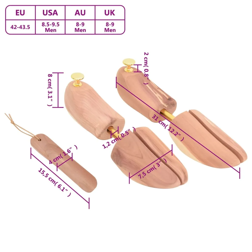 Shoe Stretcher with Shoe Horn EU 42-43.5 Solid Wood Cedar