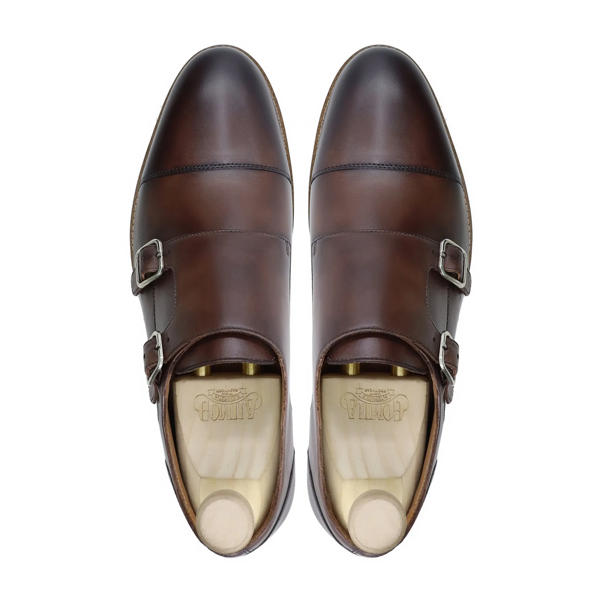 Tehran - Men's Brown Patina Calf Leather Double Monkstrap