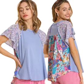 Umgee Floral Periwinkle Top