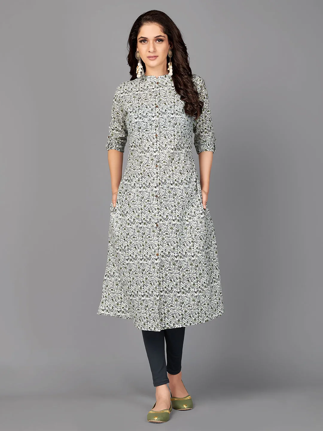 Women'S  A-Line Cotton White Stitched Kurta With Multiple Slit