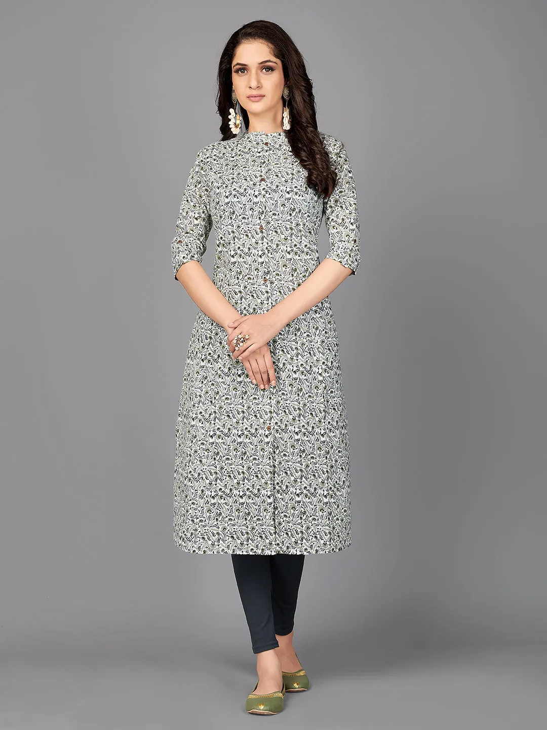 Women'S  A-Line Cotton White Stitched Kurta With Multiple Slit